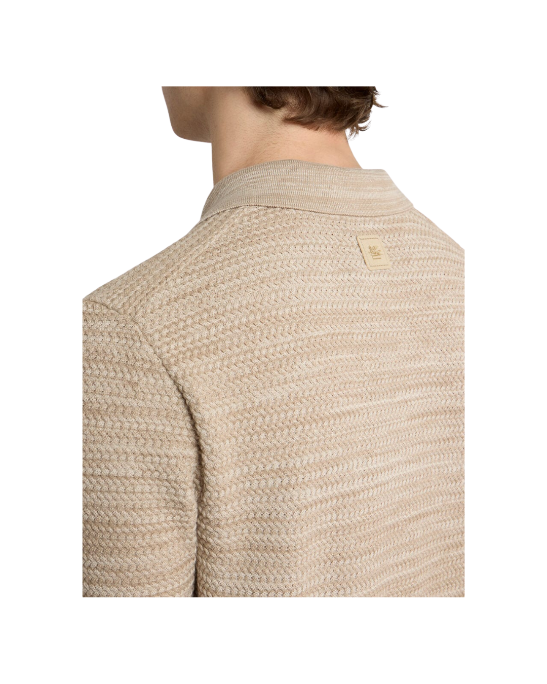 Knit Cotton Polo Shirt With Braided Stitch