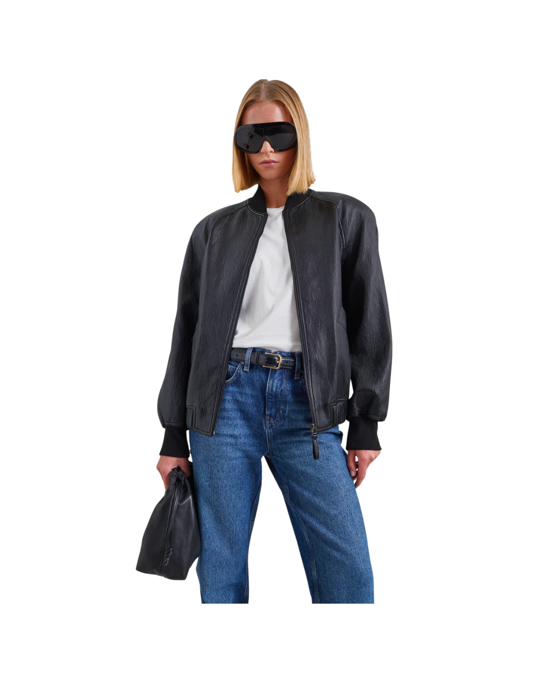 Alena Faux Leather Bomber Jacket