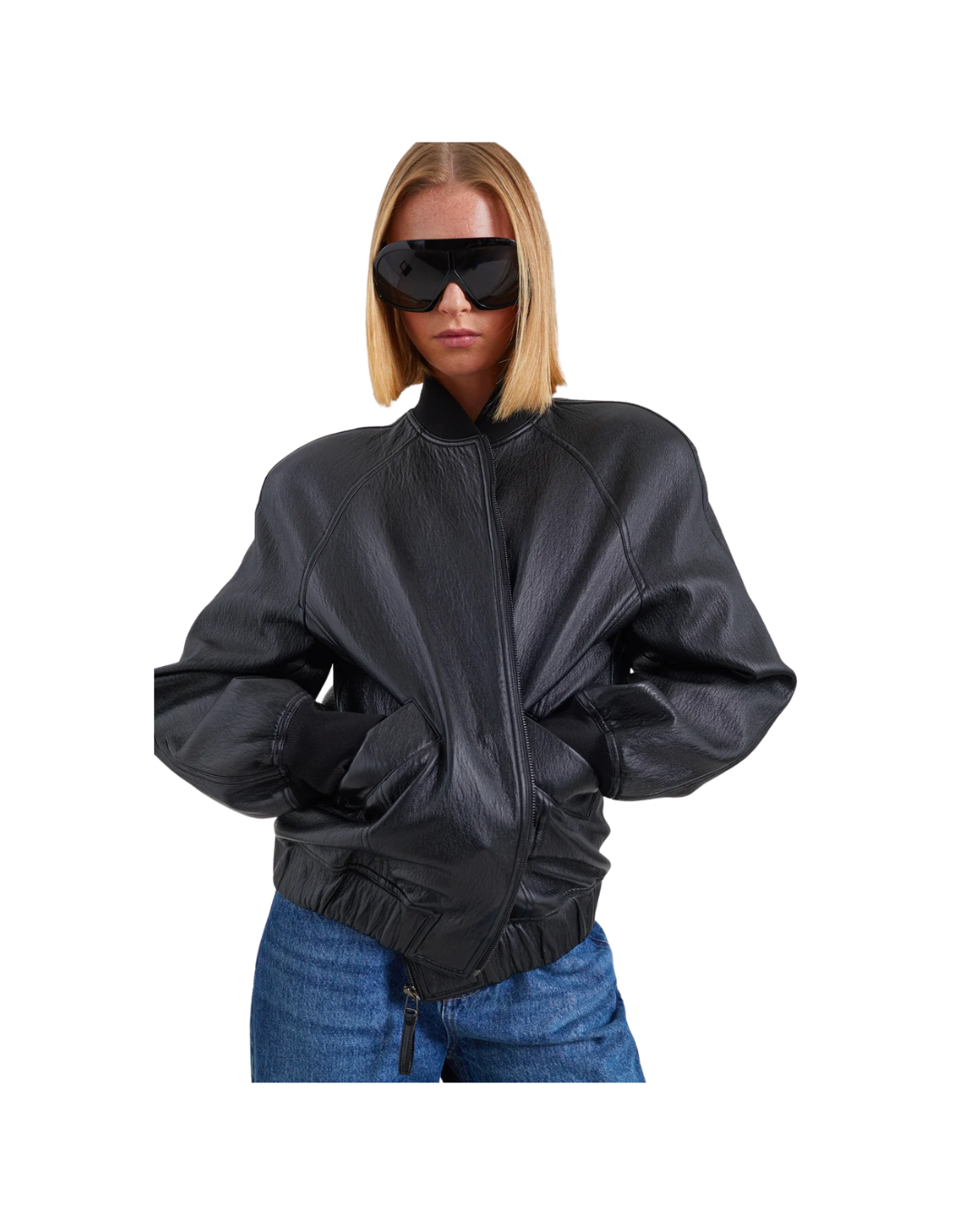 Alena Faux Leather Bomber Jacket