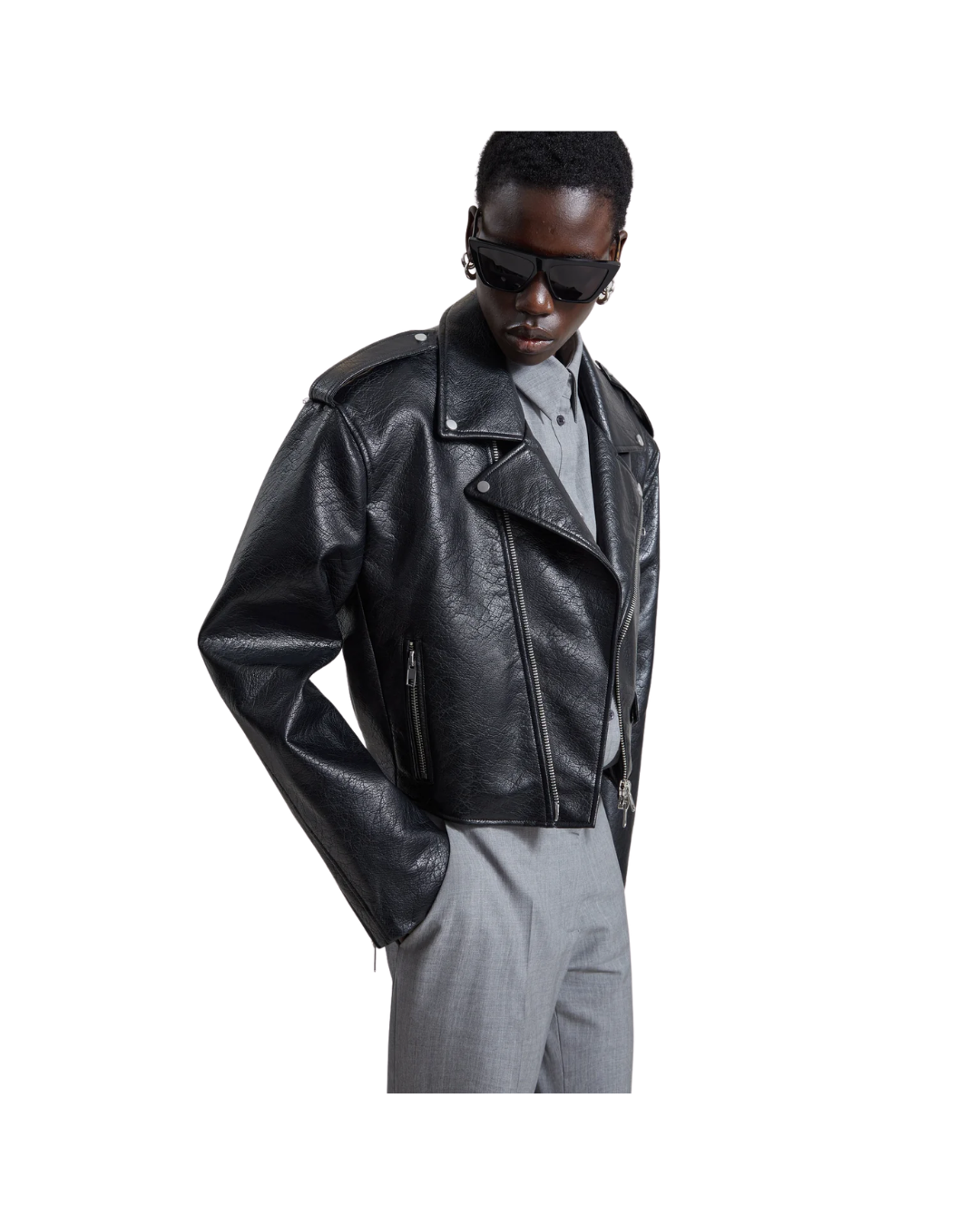 Daphne Cropped Biker Jacket