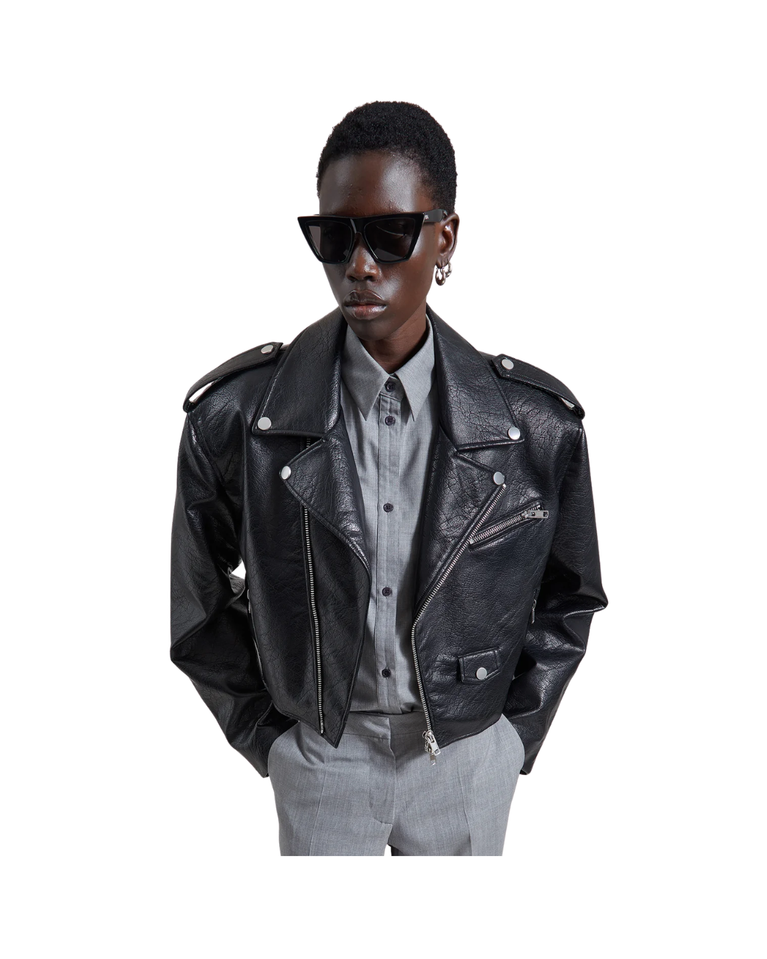Daphne Cropped Biker Jacket