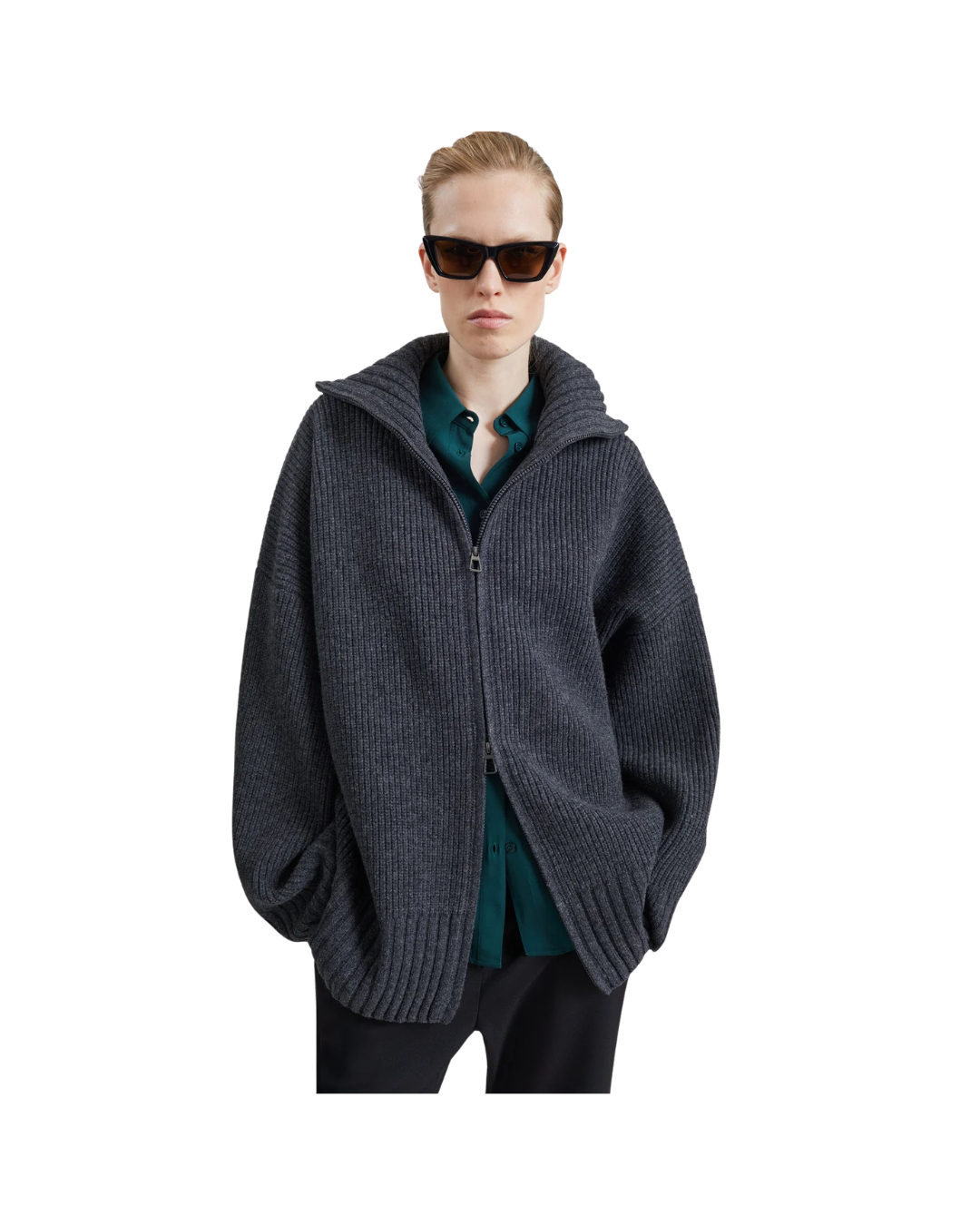 Veda Oversized Zip-Up Cardigan