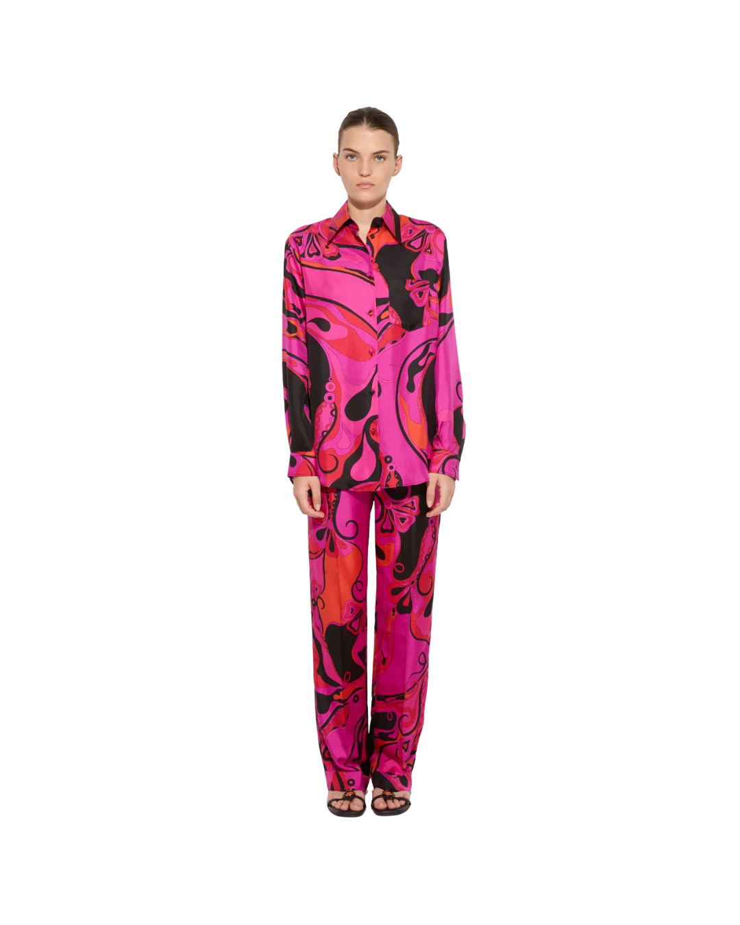 Orchidee Print Silk Shirt