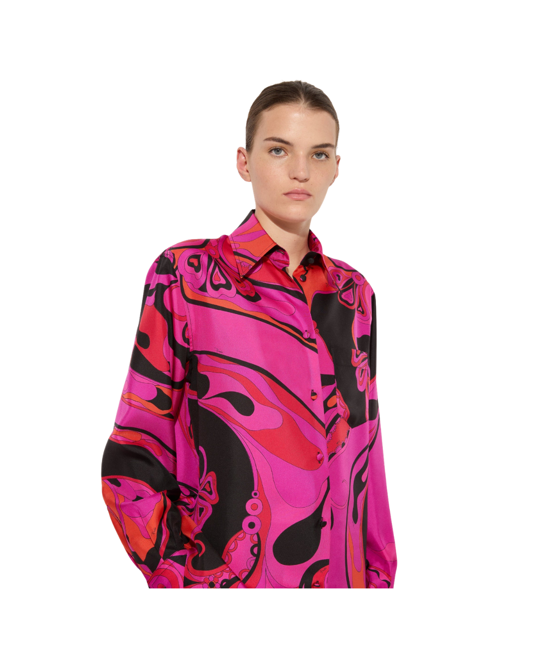 Orchidee Print Silk Shirt