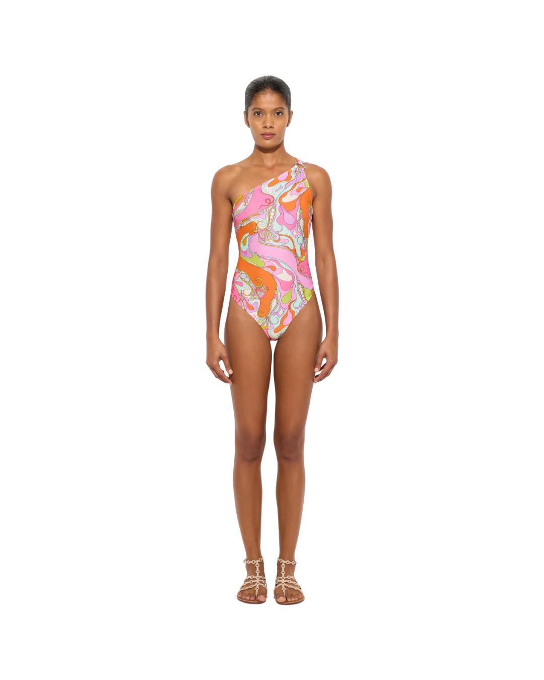 Orchidee Print One-Shoulder Swimsuit