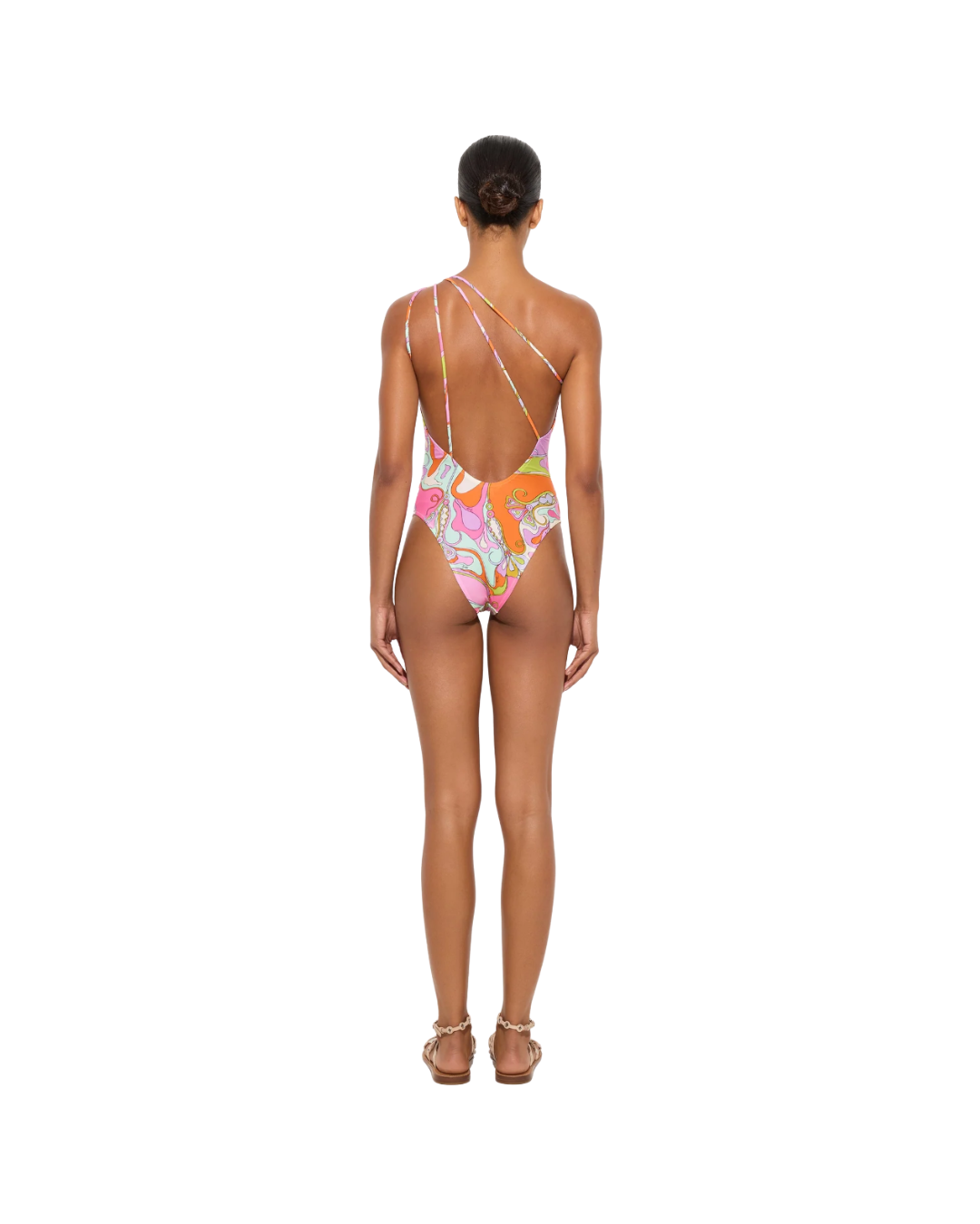 Orchidee Print One-Shoulder Swimsuit