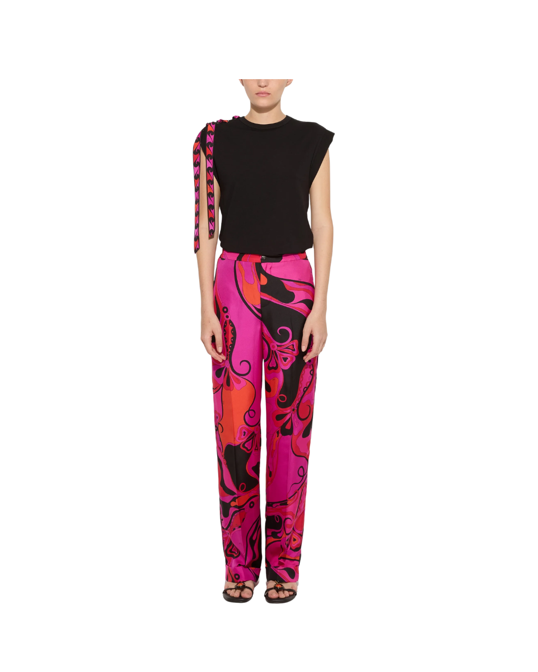 Orchidee-print Silk Pants