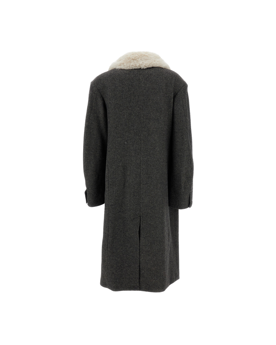 Double Breasted Faux Fur Detail Slash Coat