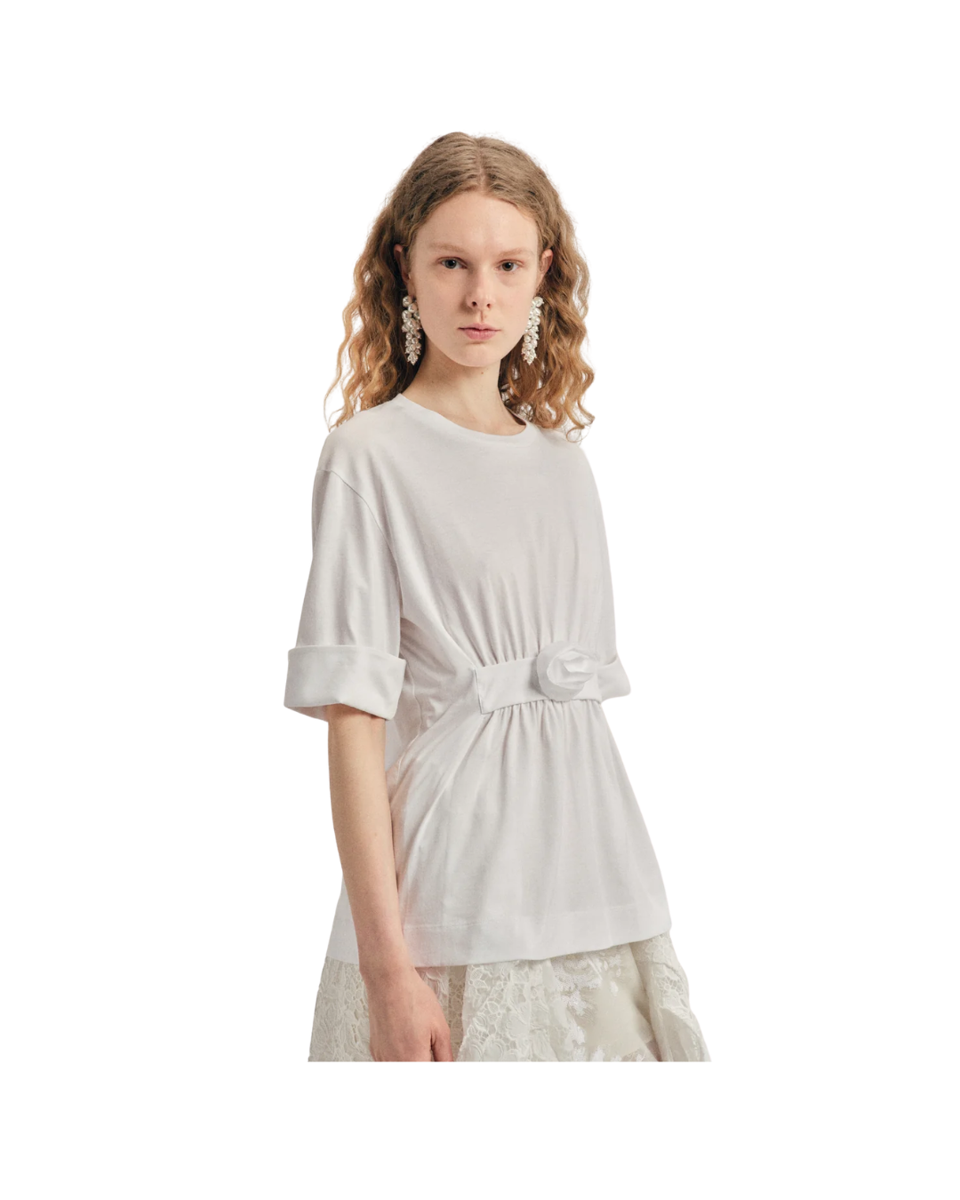 Gathered Rose Wire Sleeve Boy T-Shirt