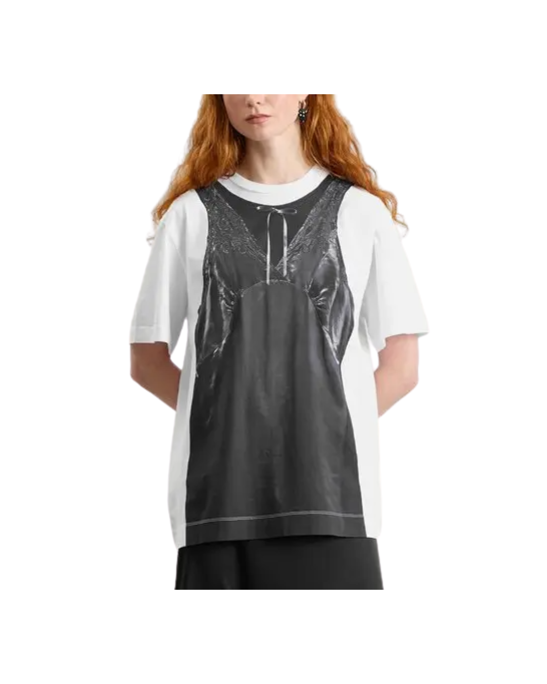 Patchwork Satin Trompe L'oeil Print T-shirt