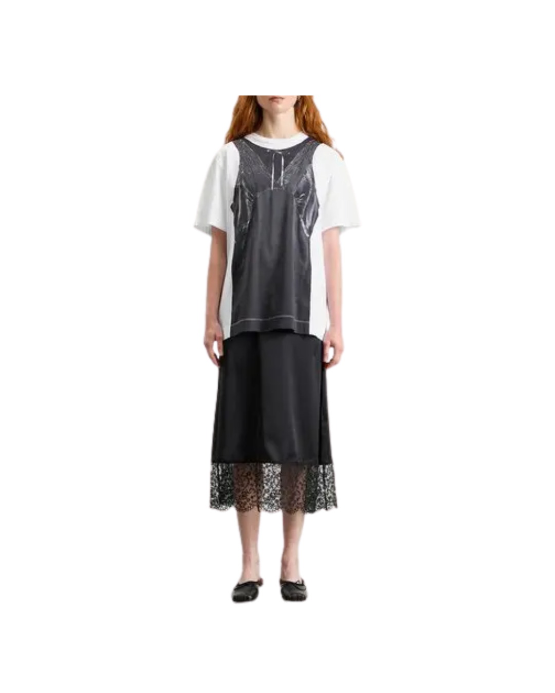 Patchwork Satin Trompe L'oeil Print T-shirt