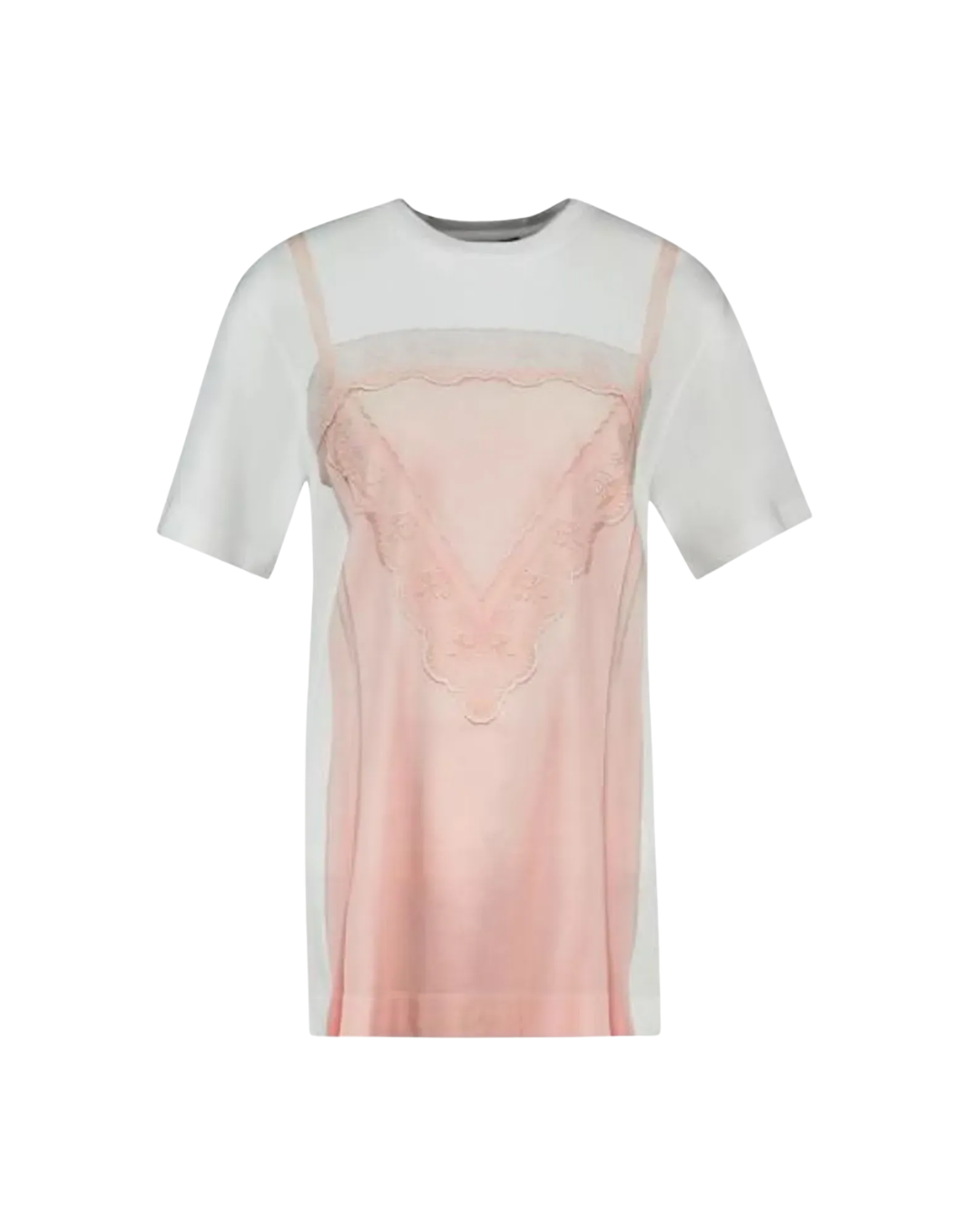 Satin Slip Dress Trompe L'oeil Print T-shirt