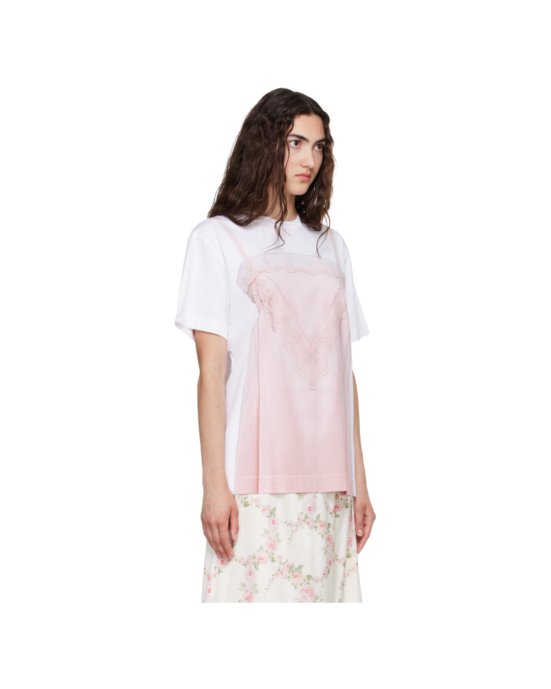 Satin Slip Dress Trompe L'oeil Print T-shirt