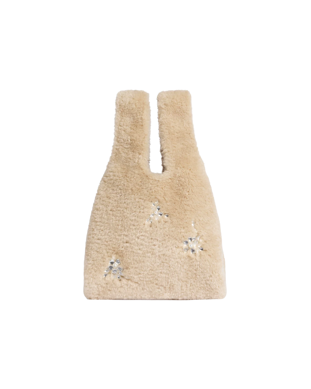 Mini Faux Fur Shopper Bag W/ Emb