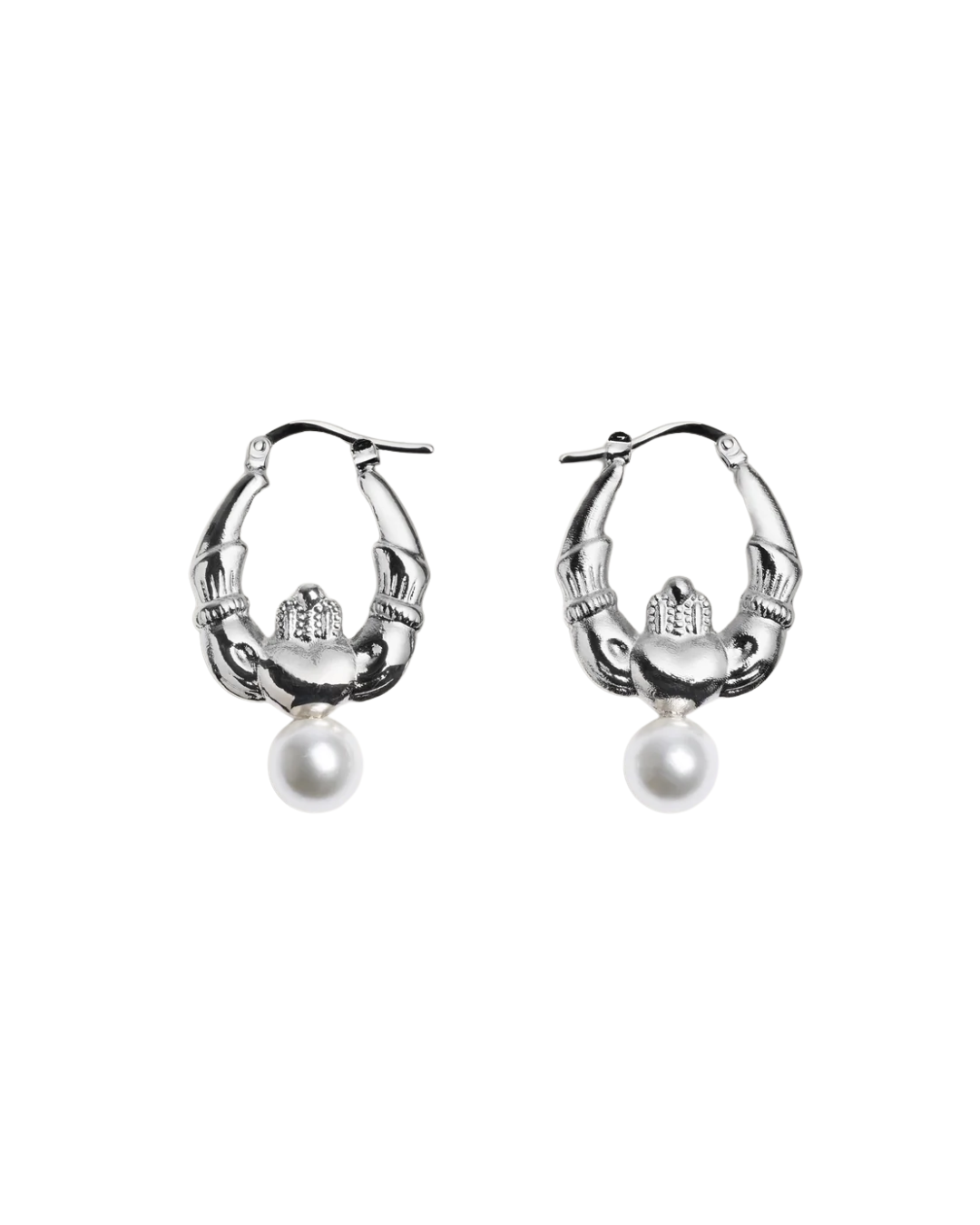 Claddagh & Pearl Hoop Earrings