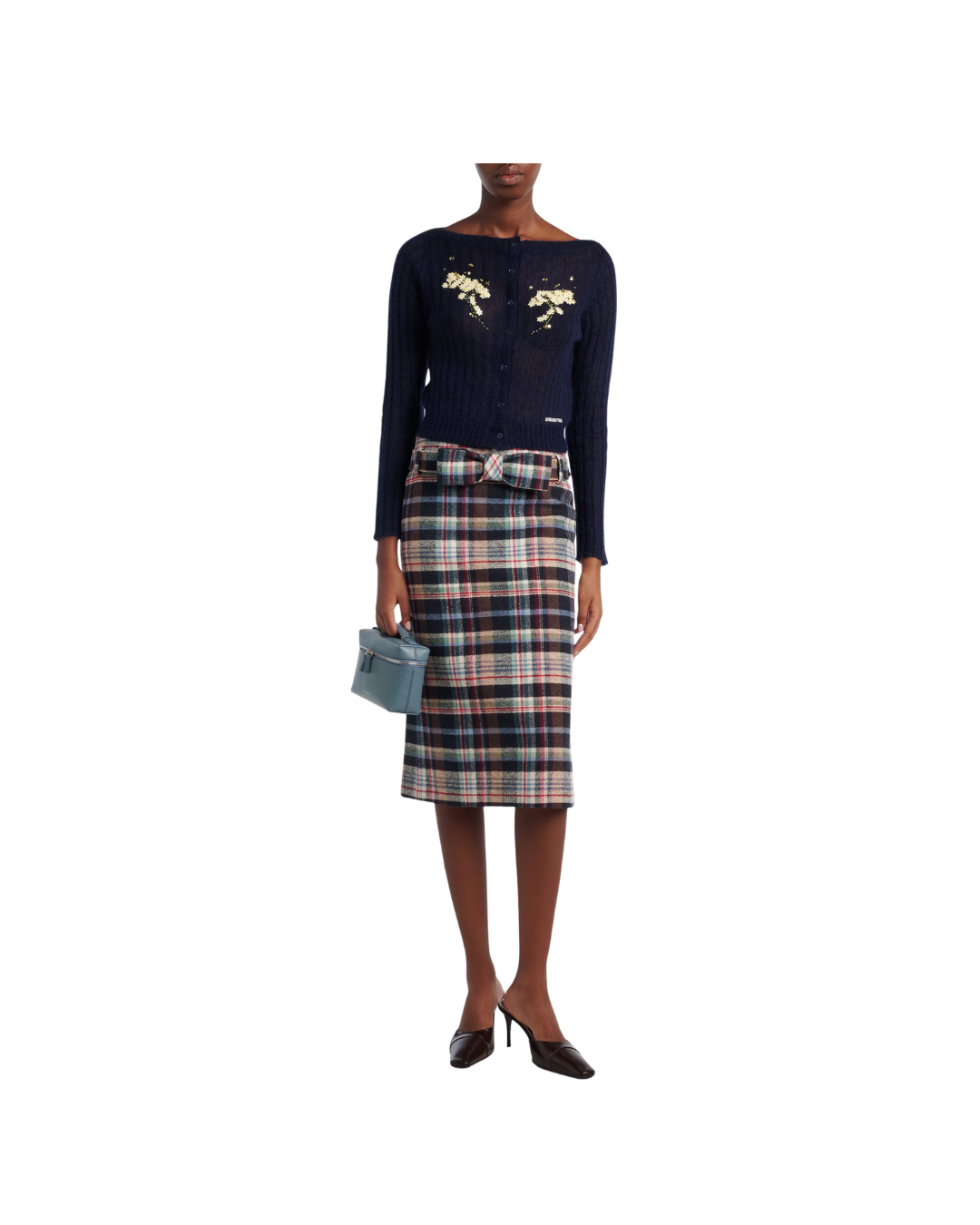Bow Trimmed Straight Skirt