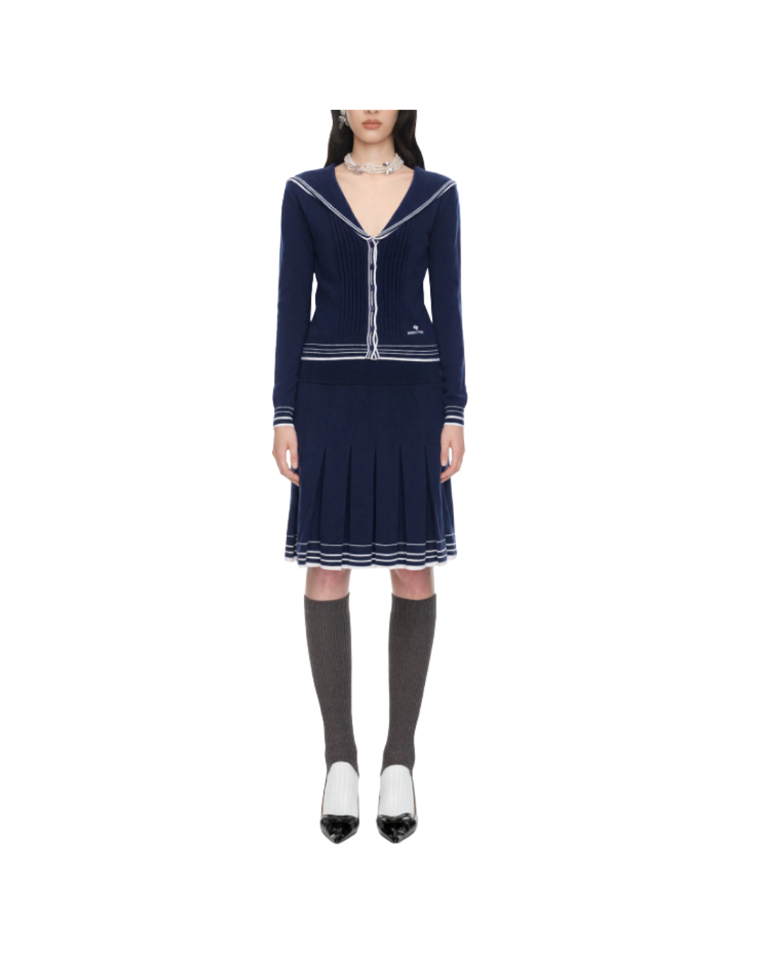 Pleated Knit Skirt