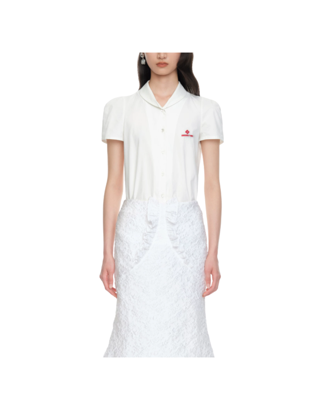 Round Narrow Collar Short Sleeve Shirt