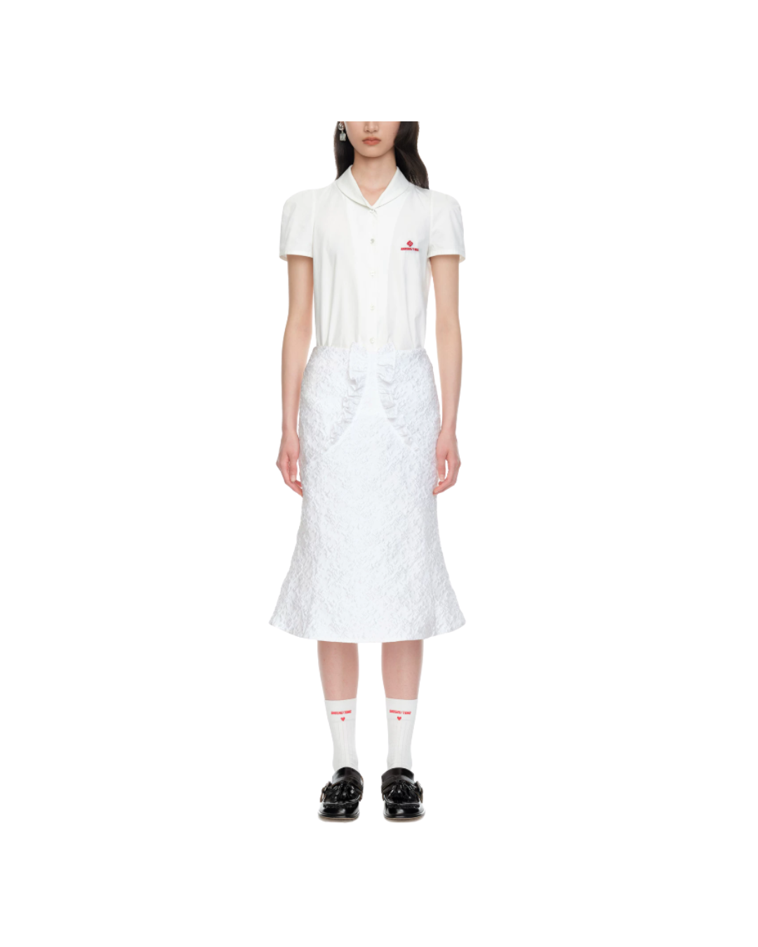 Round Narrow Collar Short Sleeve Shirt