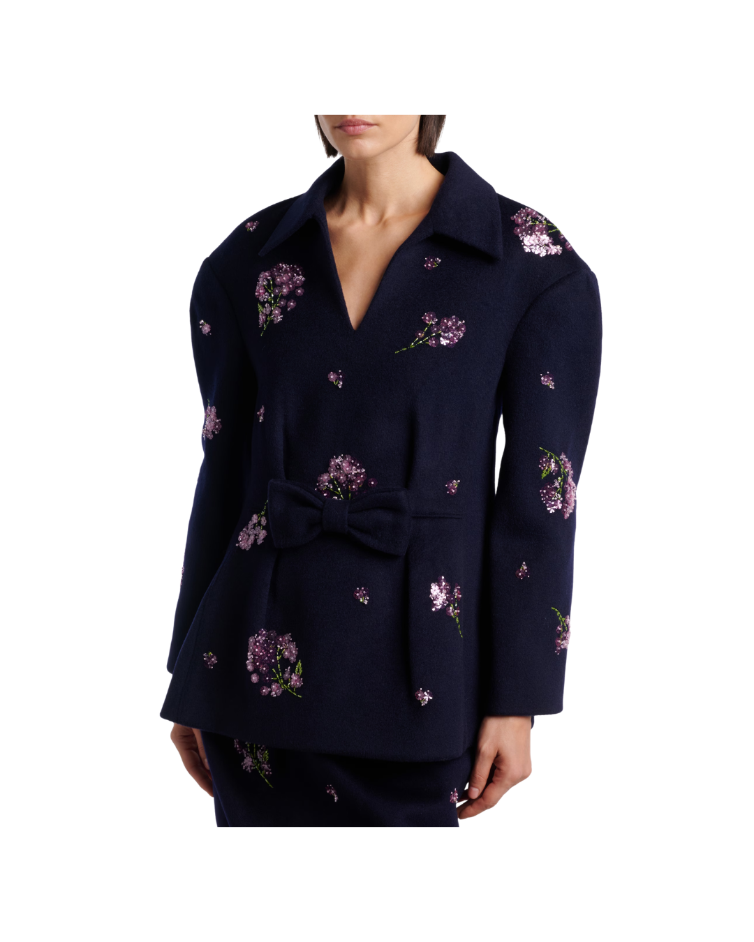 Bow-Front Cinched Waist Top