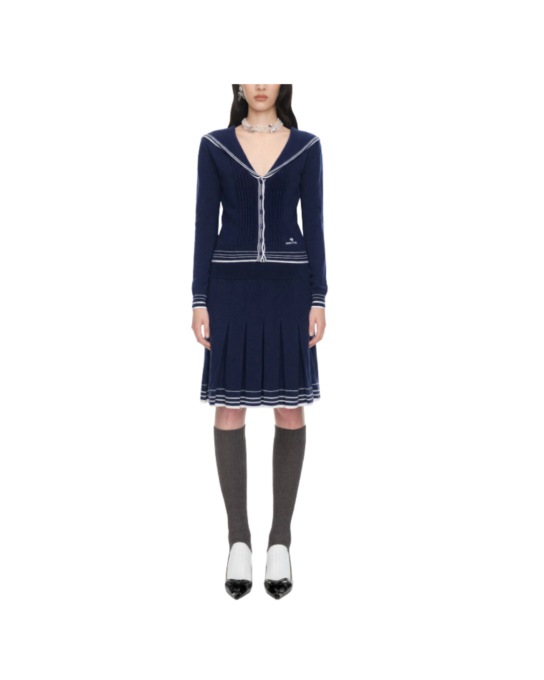 Sailor Collar Knit Cardigan