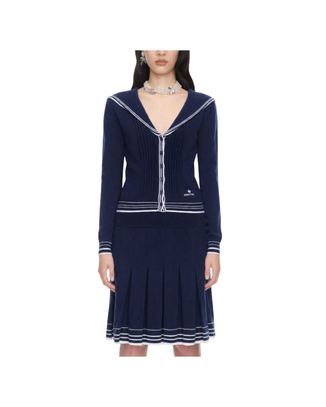 Sailor Collar Knit Cardigan