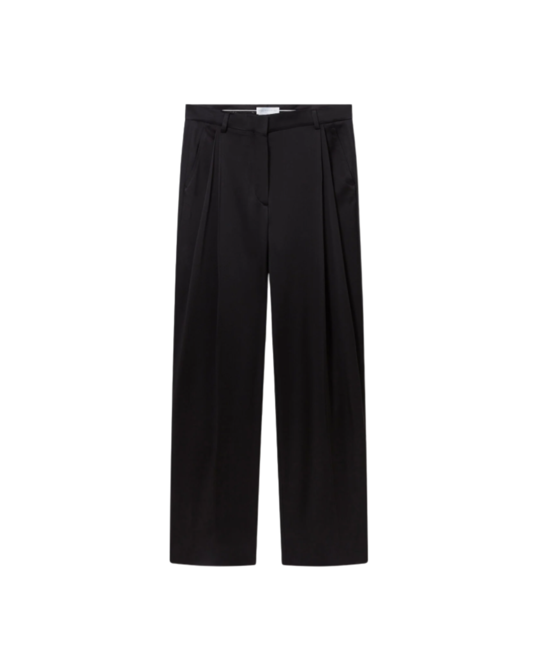 Pleated Straight Satin Trousers