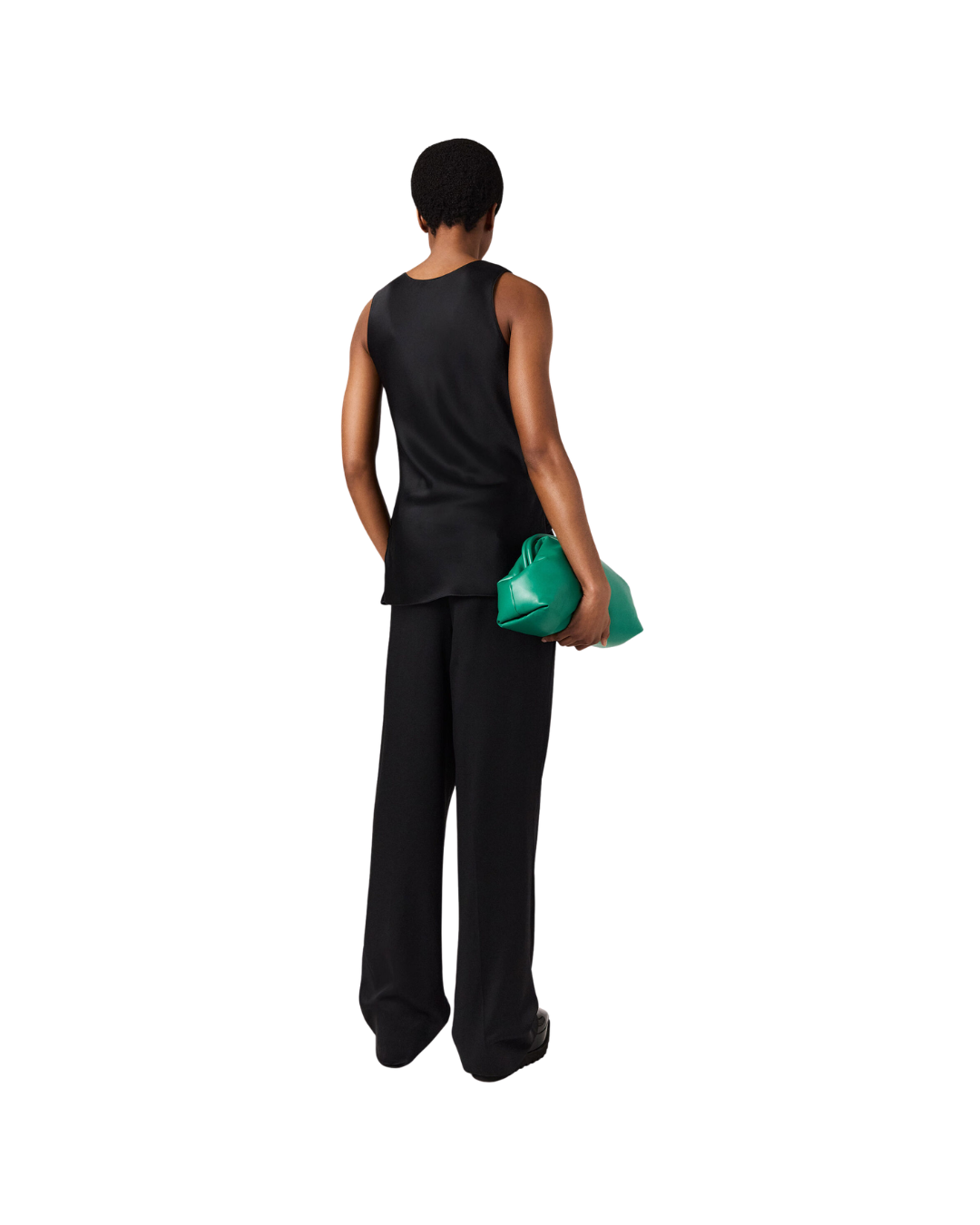 Pleated Straight Satin Trousers