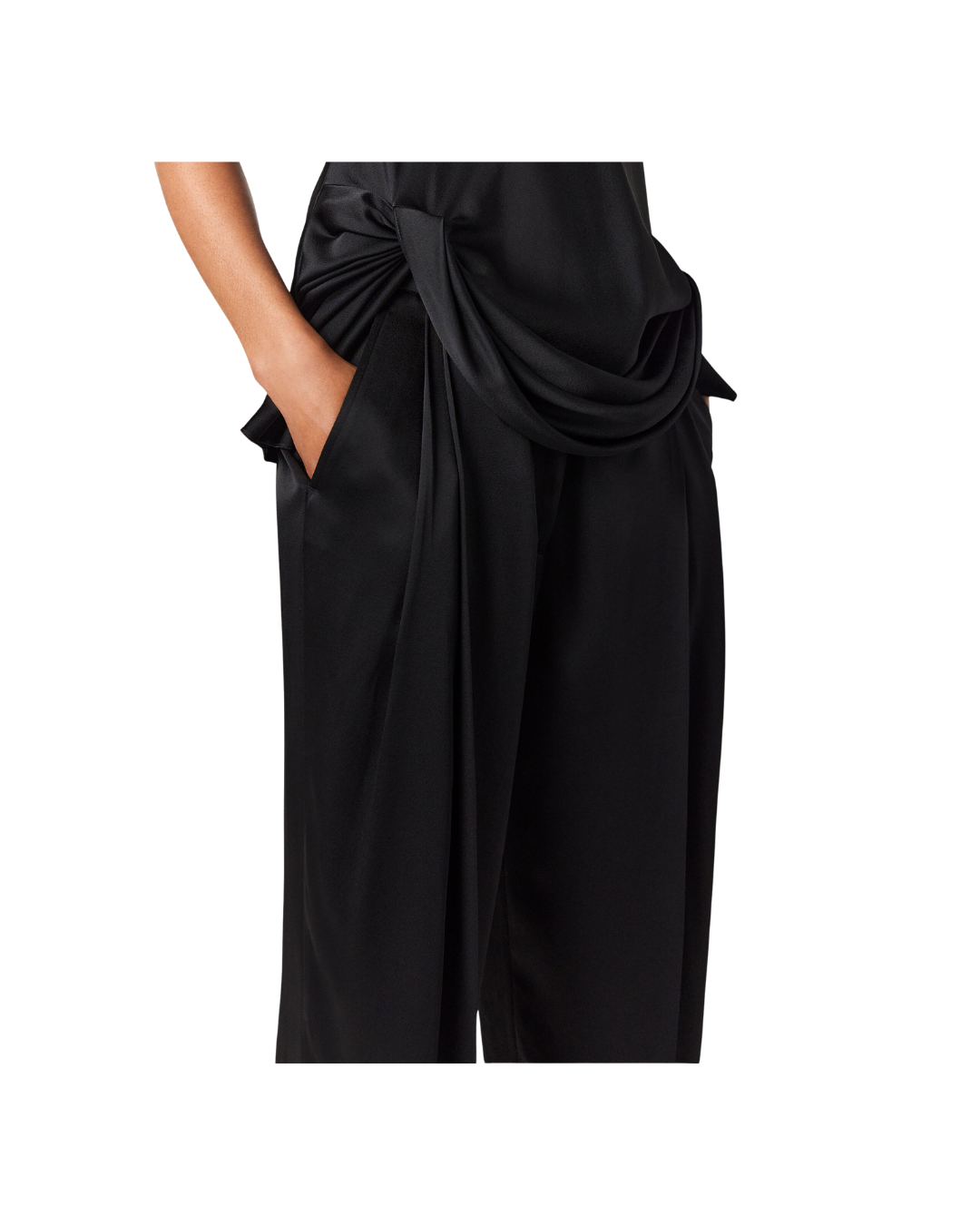 Pleated Straight Satin Trousers