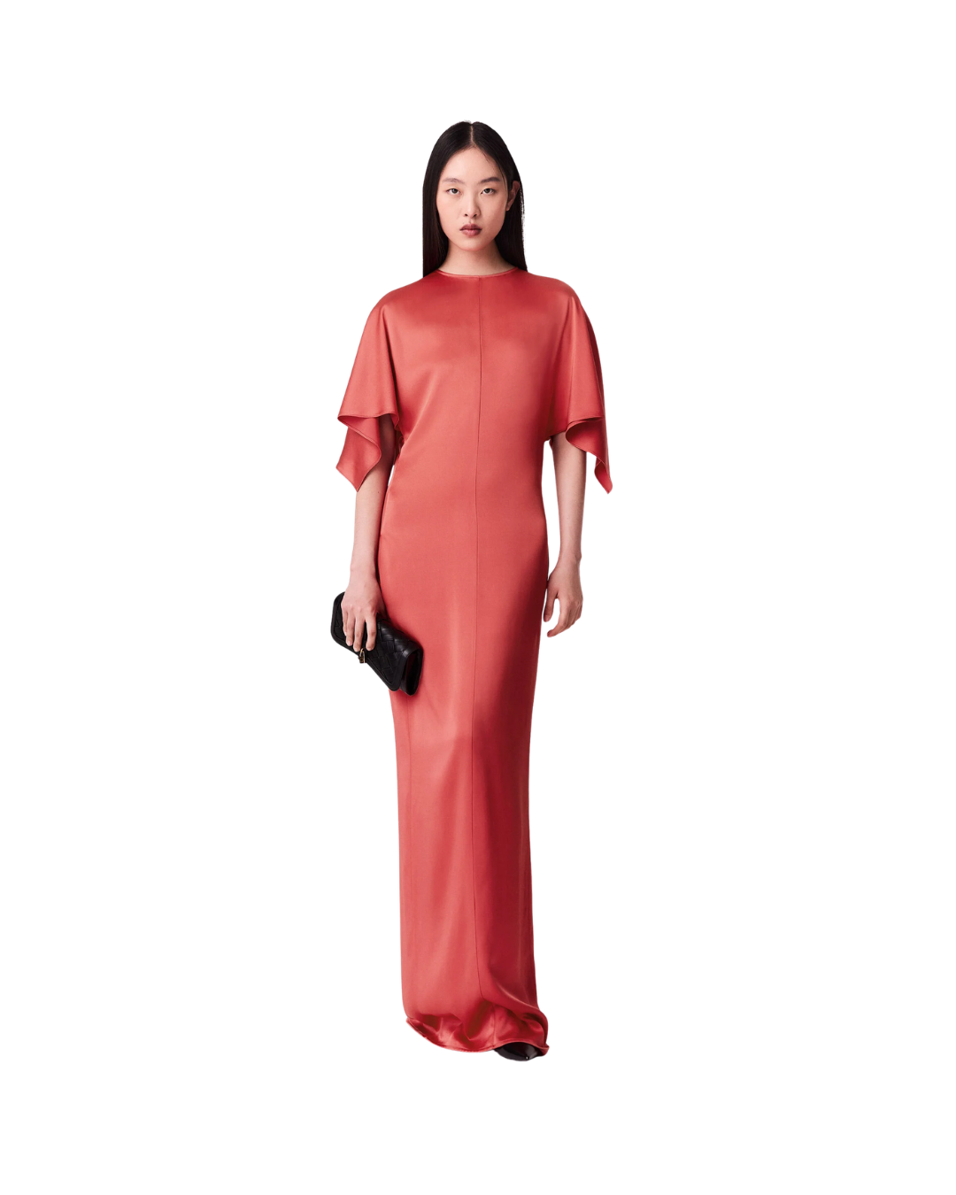 Handkerchief Sleeve Satin Dress
