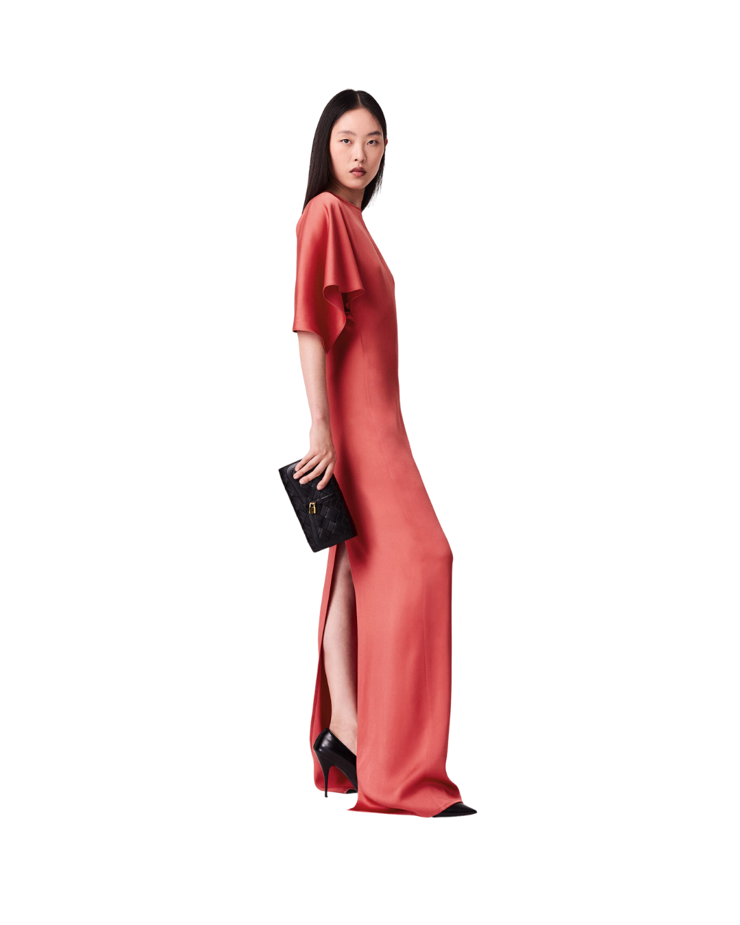 Handkerchief Sleeve Satin Dress