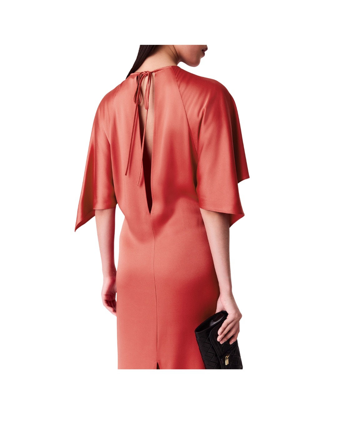 Handkerchief Sleeve Satin Dress