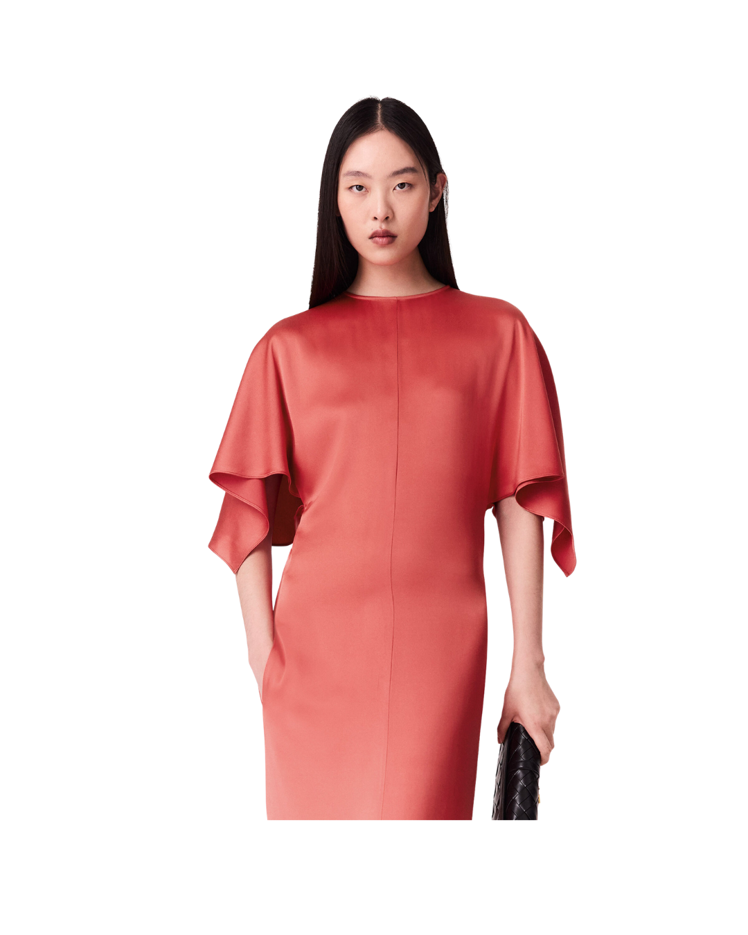 Handkerchief Sleeve Satin Dress