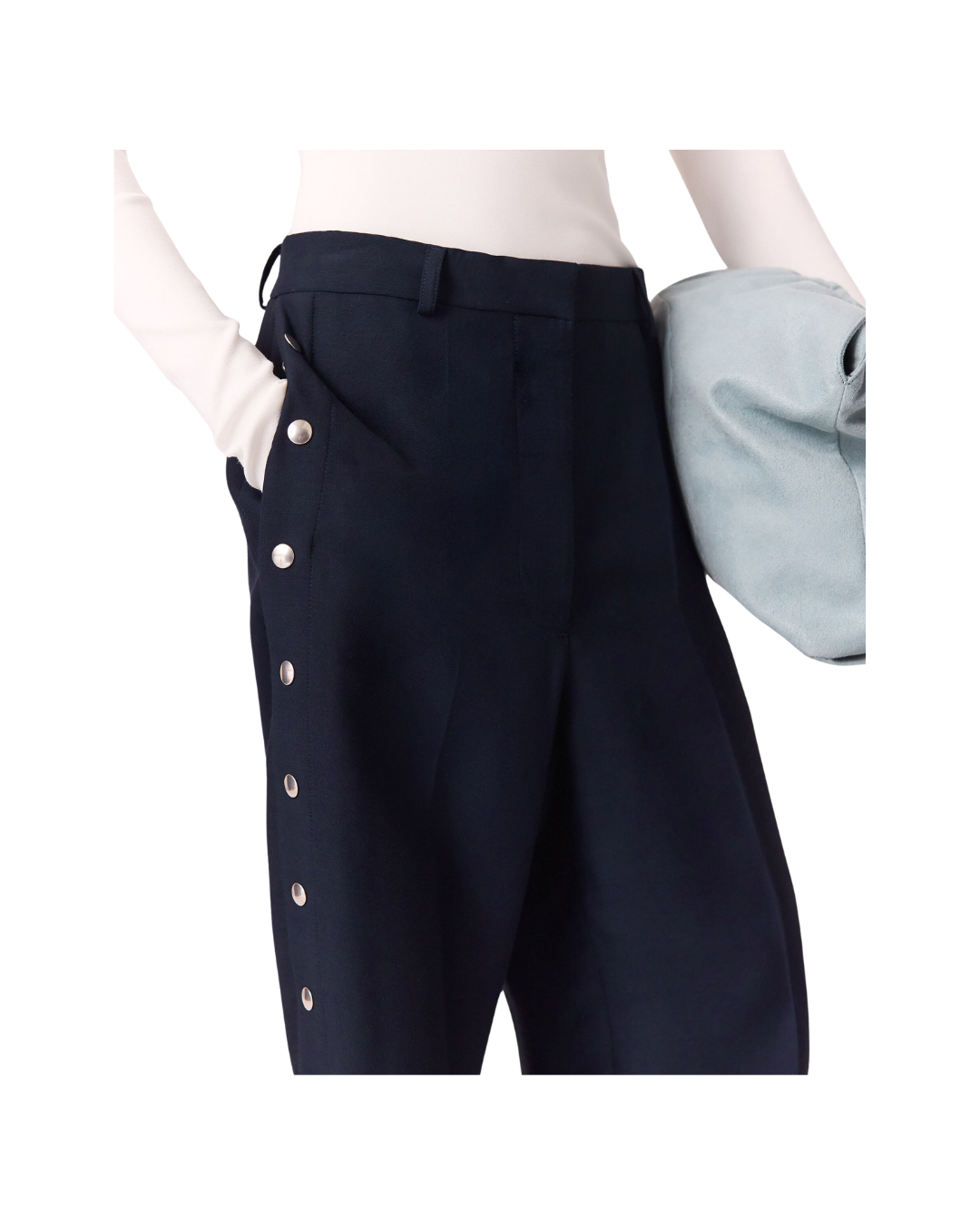 Snap-Detail Tailored Pants