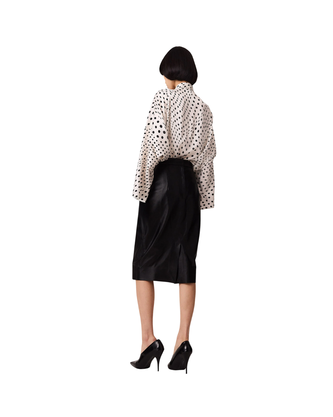 Tie-Neck Polka Dot Viscose Shirt