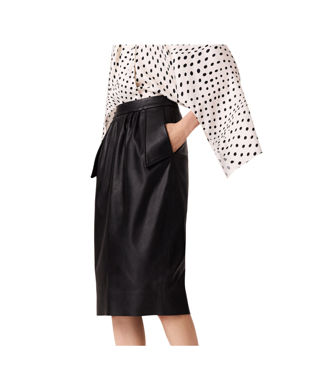 Vegan Leather Midi Skirt