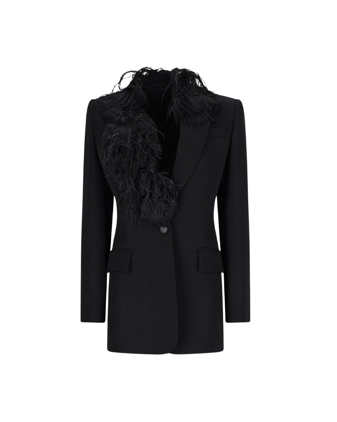Single-breasted Blazer With Feathers