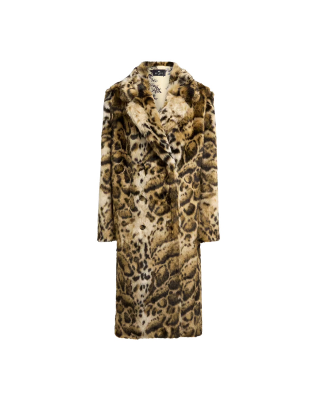 Faux Fur Coat With Leopard Motif