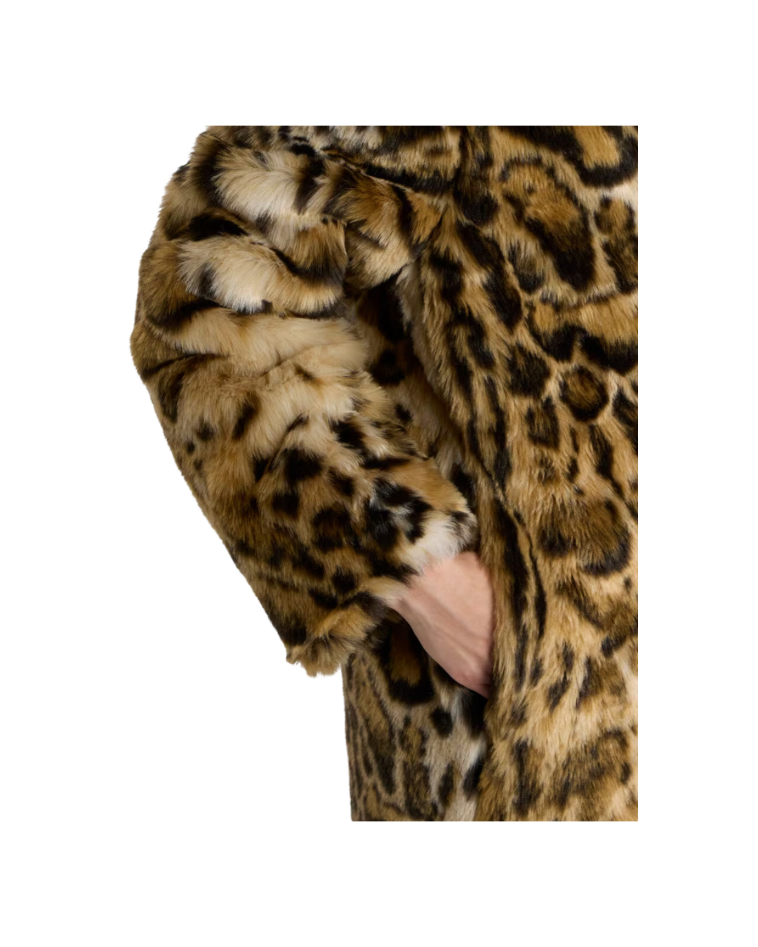 Faux Fur Coat With Leopard Motif