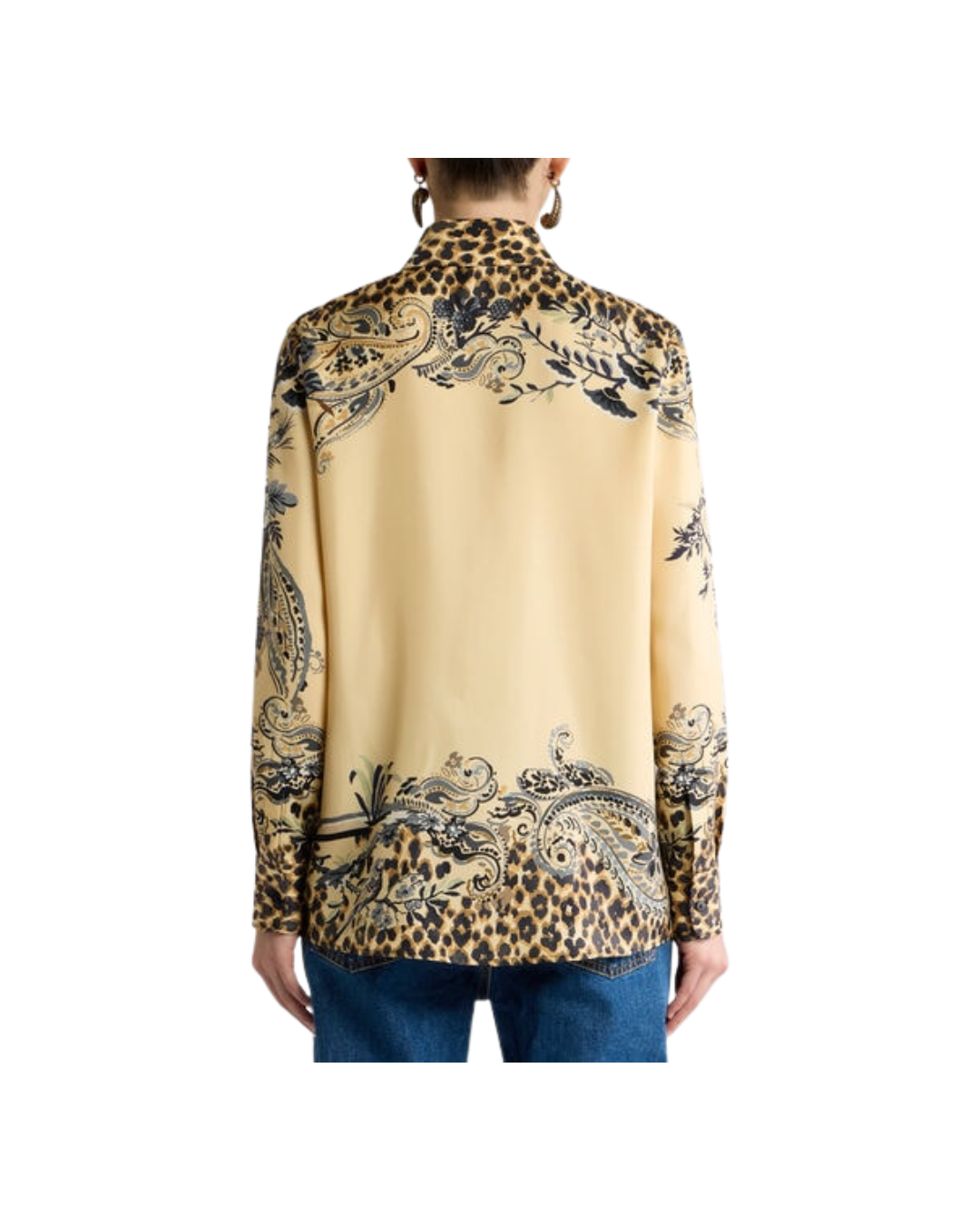 Silk Shirt With Placed Leopard Print