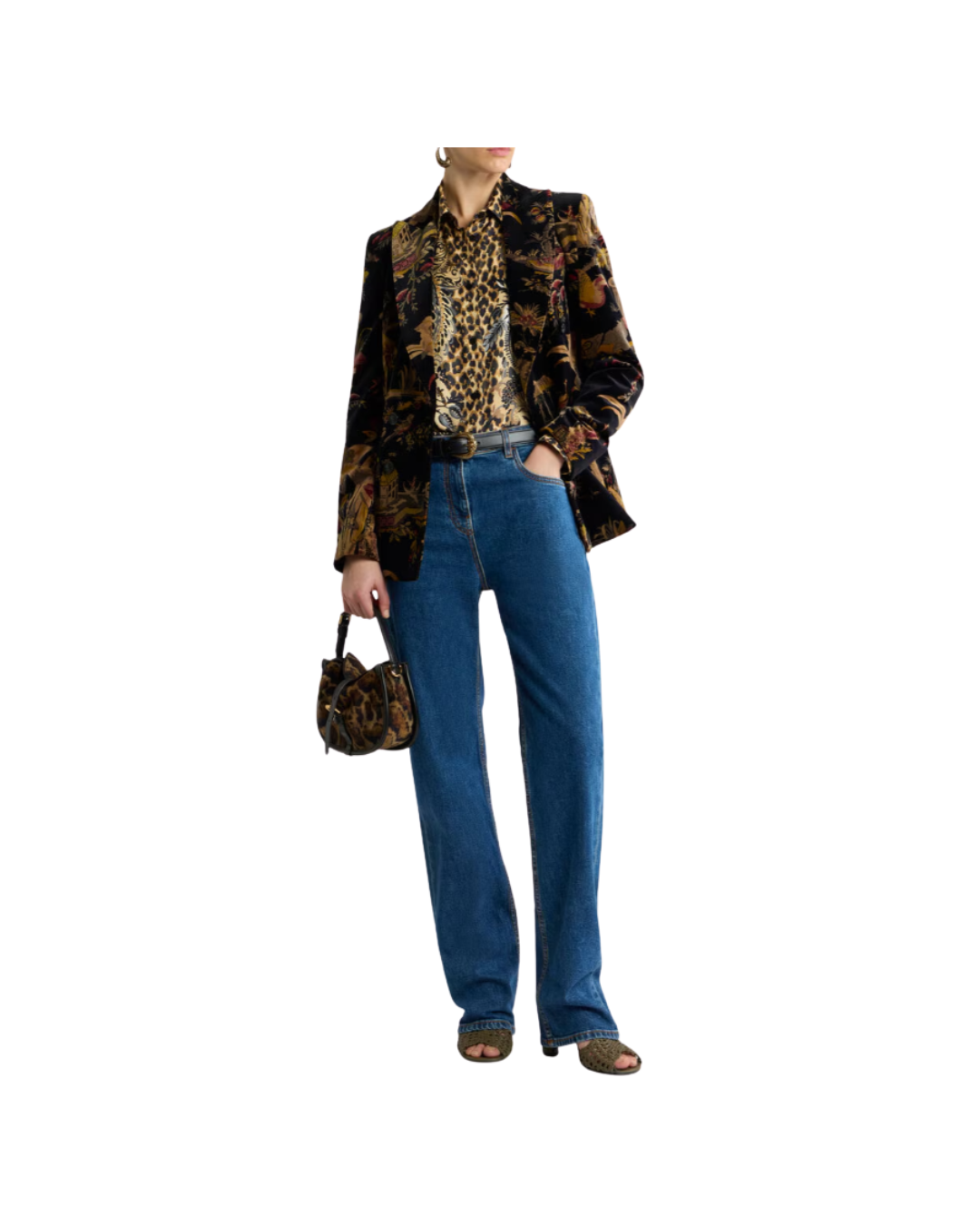 Silk Shirt With Placed Leopard Print