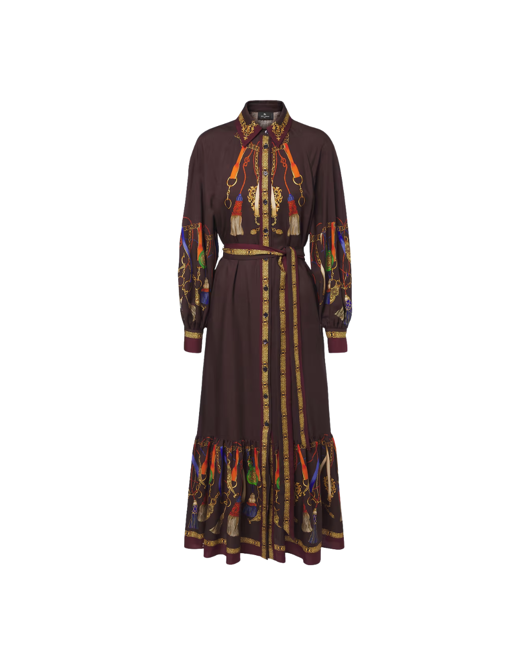 Printed Wool And Silk Twill Shirt Dress