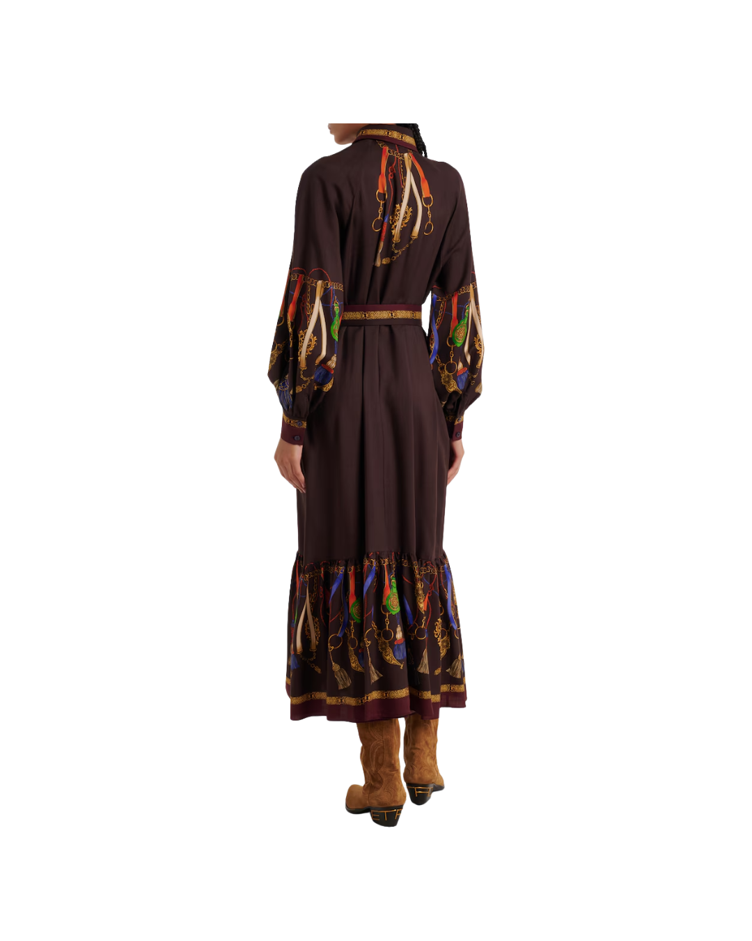 Printed Wool And Silk Twill Shirt Dress