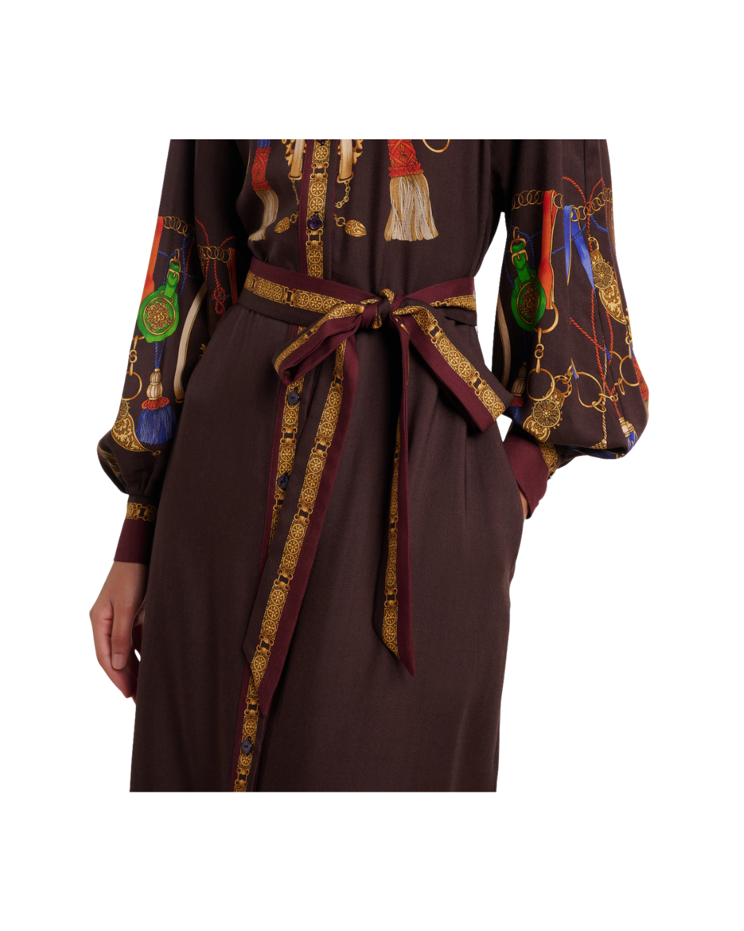 Printed Wool And Silk Twill Shirt Dress