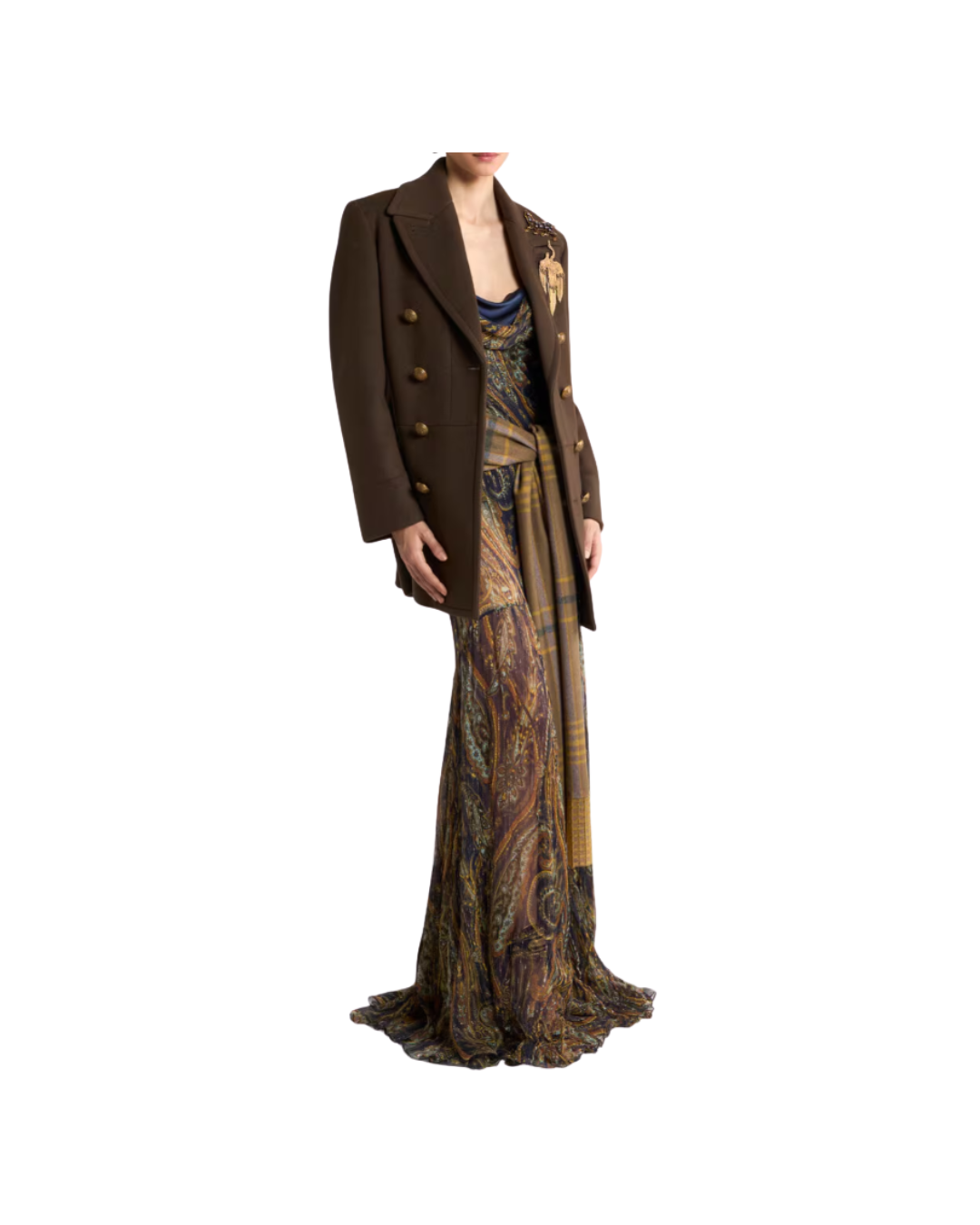 Long Double-breasted Wool-blend Cloth Jacket