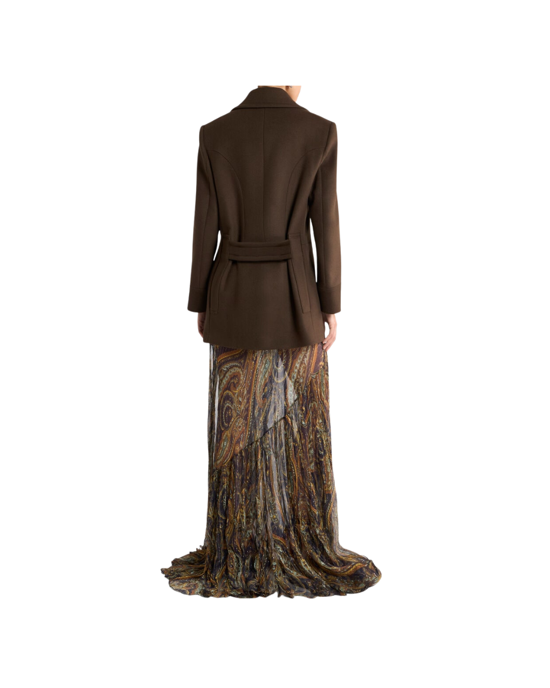 Long Double-breasted Wool-blend Cloth Jacket