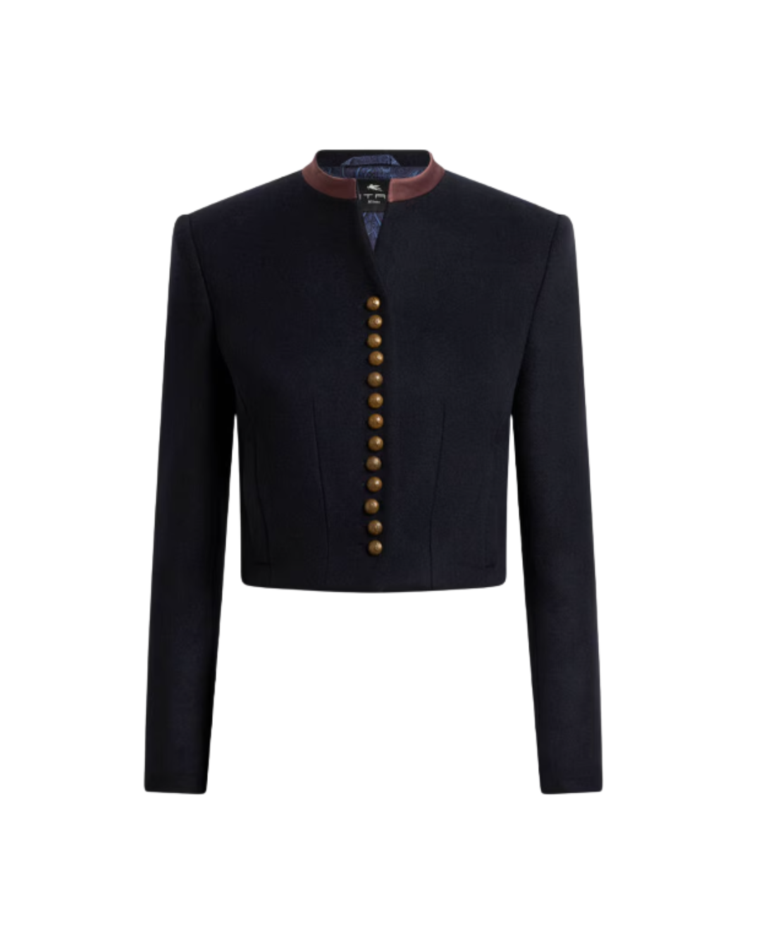 Wool-blend Cloth Cropped Jacket With Pegaso Buttons