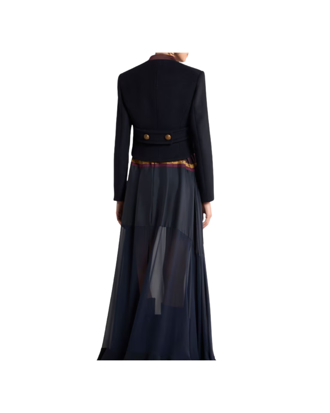 Wool-blend Cloth Cropped Jacket With Pegaso Buttons