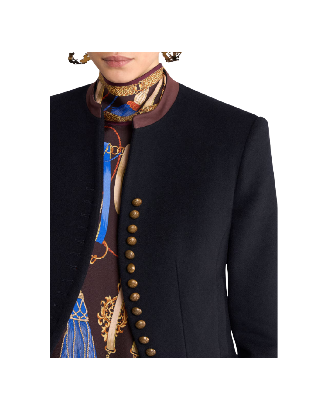 Wool-blend Cloth Cropped Jacket With Pegaso Buttons