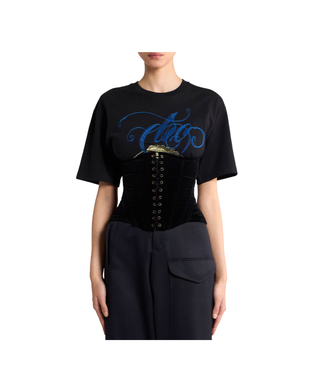 Stretch Cotton Velvet Corset Belt